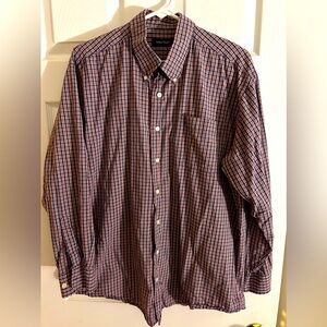 Men's Size 17 Red, Navy and White Plaid Nautica Dress Shirt